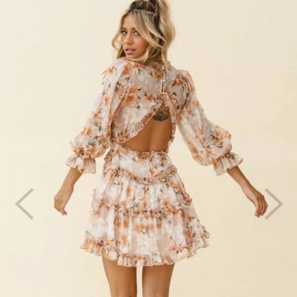 Selfie Leslie Laney Cutout Back Frill Trim Dress
